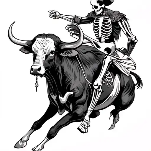 Skeleton Matador Fighting Bull