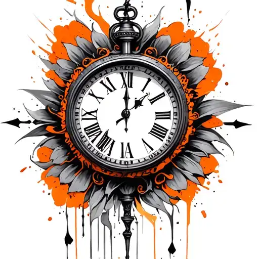 Clock Shaded Light Orange And Grey