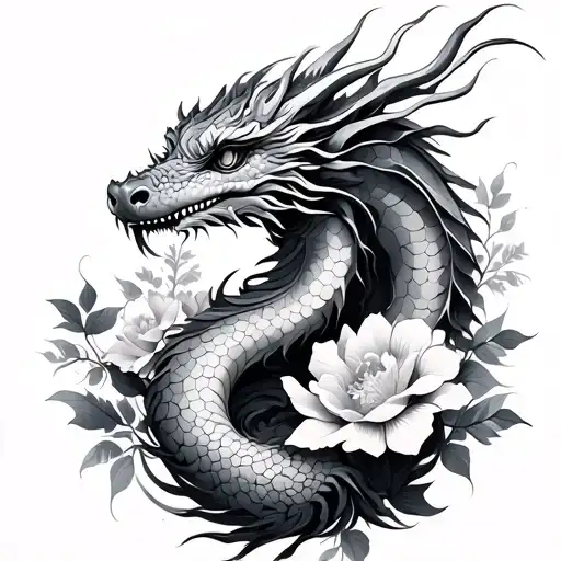 Irezumi Style Sleeve Dragon And Flowers