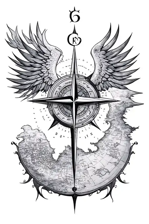 Map And Compass With Mythology