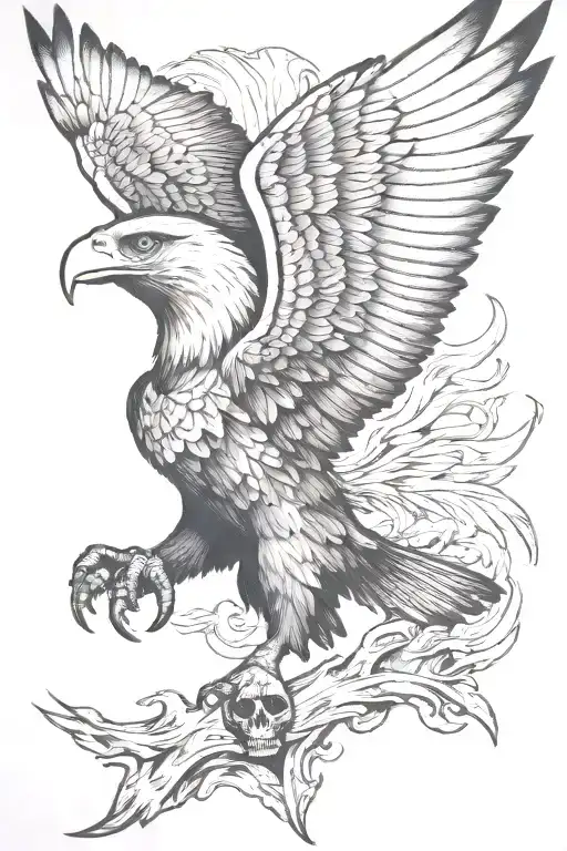 Eagle Flying Eith Skull