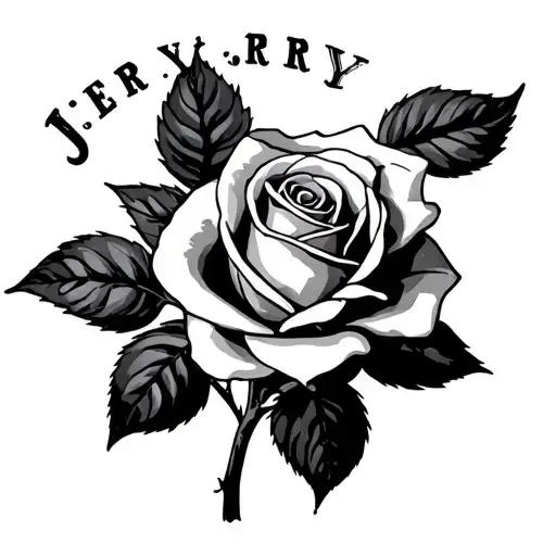 The Name Jerry With A Memorial Rose