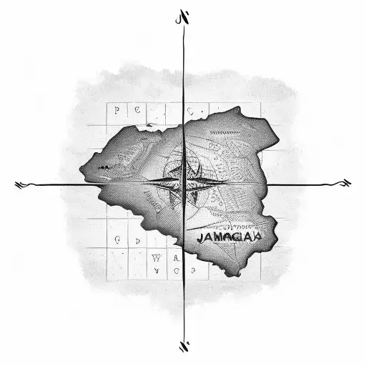 Jamaican Map With Compass