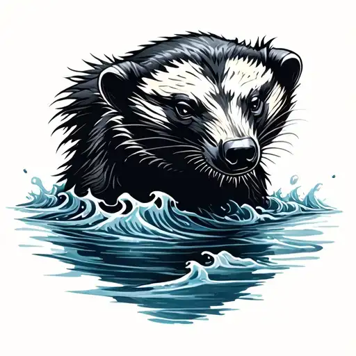 Honey Badger With Water Waves
