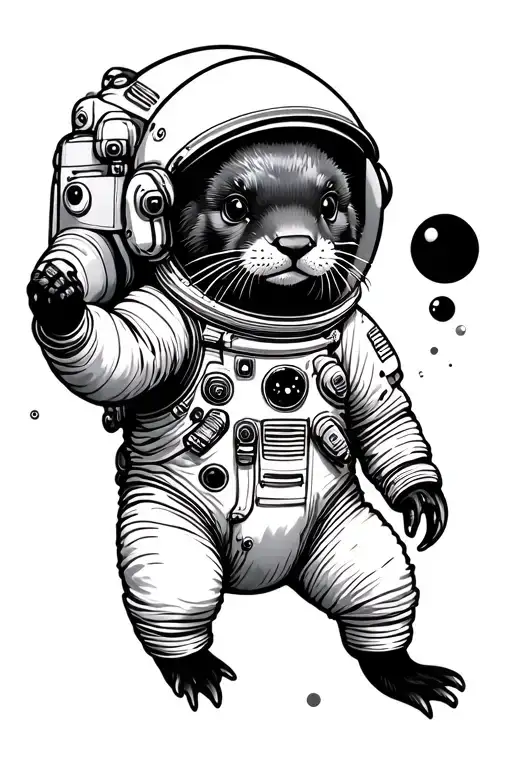 Astronaut Otter Floating
