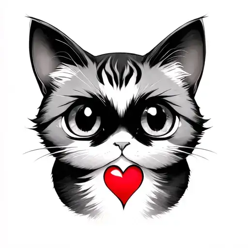 Cat With Big Eyes And Heart Shaped Hole In Chest