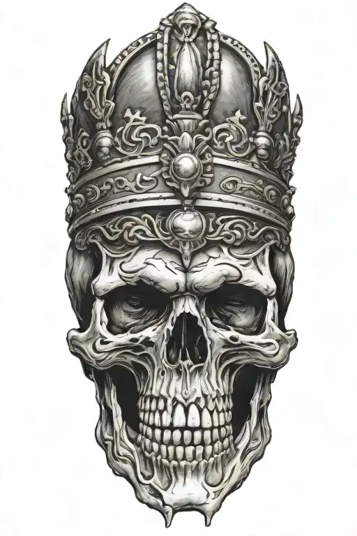 Skull With Crown Looking To The Right