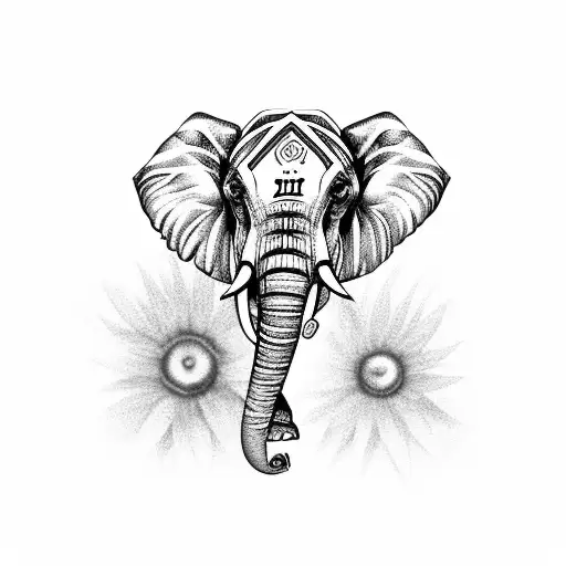 Elephant Head With Sunflowers