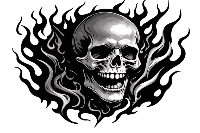 Laughing Skull In Flames