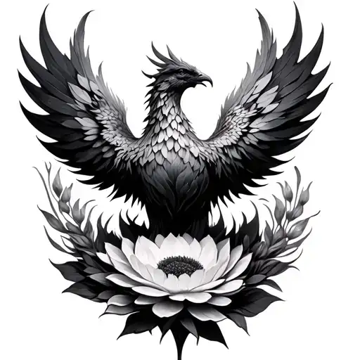 Phoenix Made Of Flower Petals