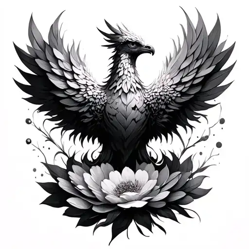 Phoenix Made Of Flower Petals