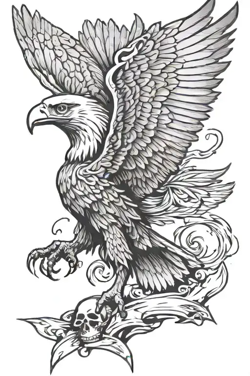 Eagle Flying Eith Skull