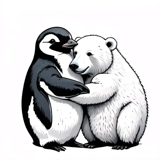 Penguin And Polar Bear Hugging