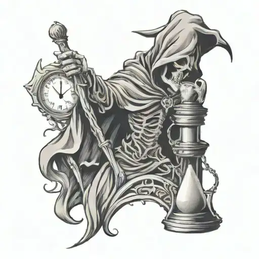 Grim Reaper Holding Sand Clock