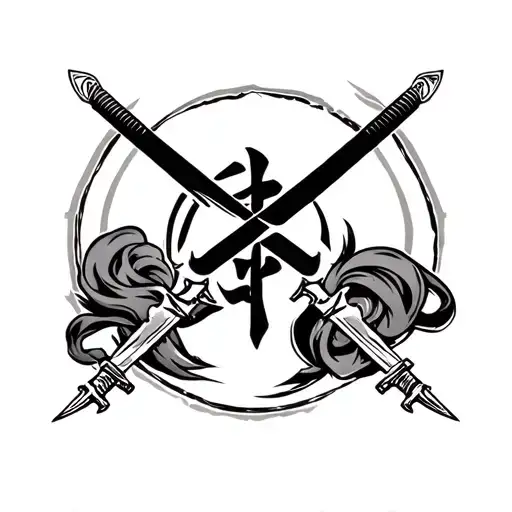 Wu Tang Symbol With Swords And Shaolin Elements
