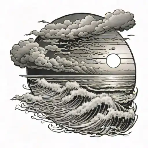 Storm Clouds With Sun Breaking Through To Stormy Waters Transitioning Towards A Beach Sleeve