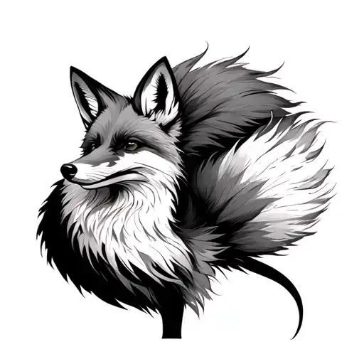 Real Fox From The Back With A Big Tail In Foreground