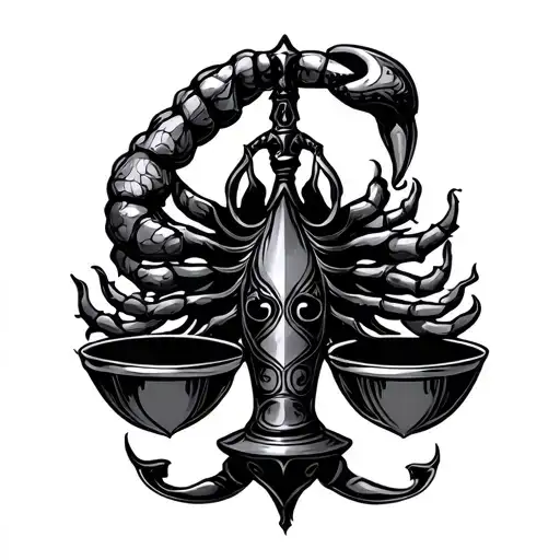 Gothic Tribal Scorpio And Libra Scale Balanced