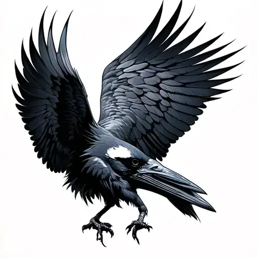 Raven With Open Wings View Of The Top Minimalist