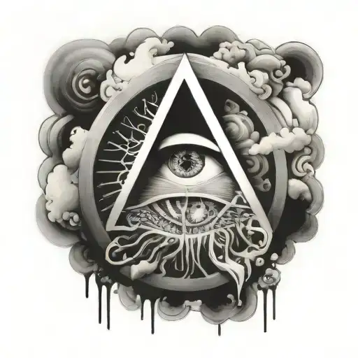 Create A Black And Grey Portrait Of Pink Floyd With A Psychedelic Twist