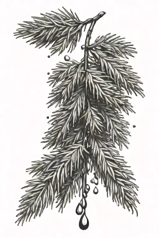 Douglas Fir Tree With Raindrop Merging