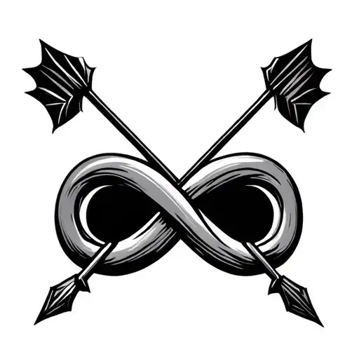Infinity Sign With Two Sagittarius Arrows In It Pointing Different Ways