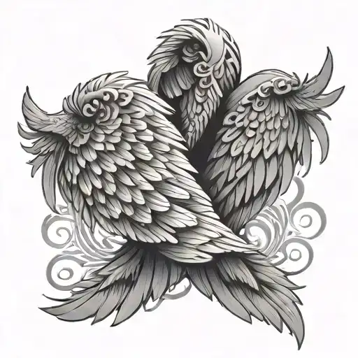 A Series Of Angel Wings Wrapping Around The Arm In A Flowing And Dynamic Pattern