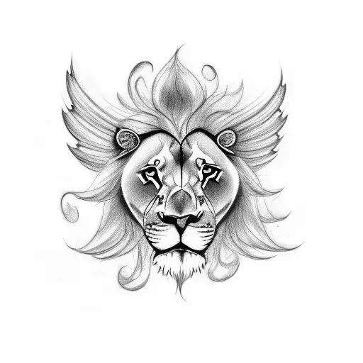 Cute Lion Doodle With Wings Korean