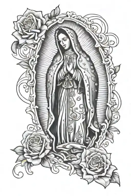 Virgen De Guadalupe Mexican With Rosary Wrapped