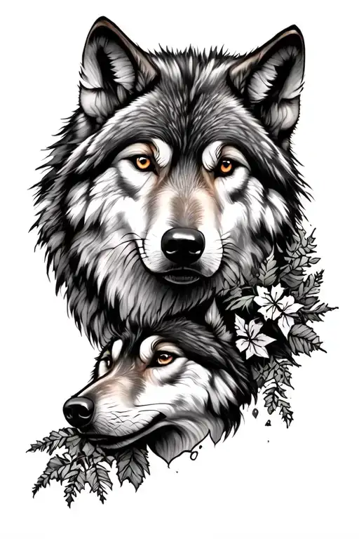 Forest Motif With Wolves On The Shoulder