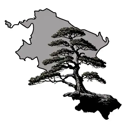 Lebanon Country Outline And Cedar Tree