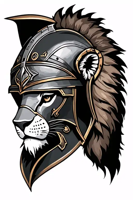 Lion And Gladiator Helmet