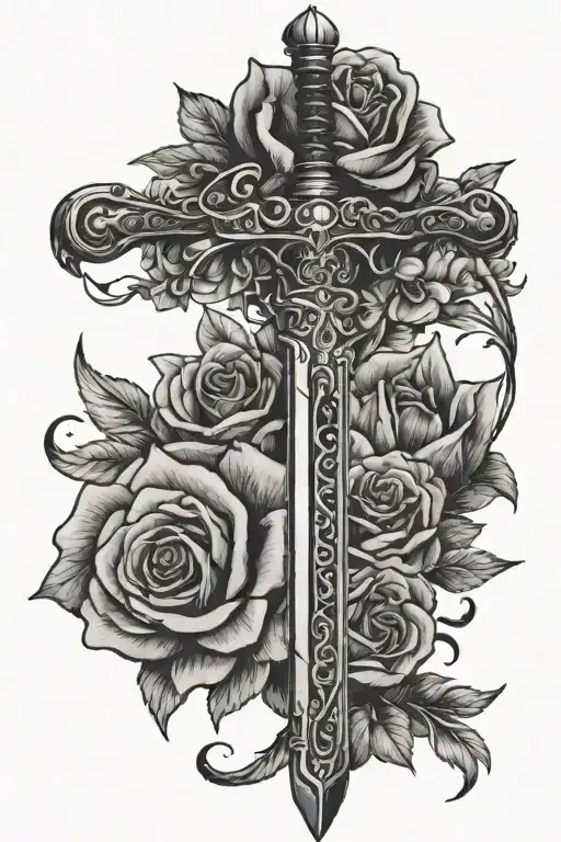 Sword With Flowers Wrapped Around It