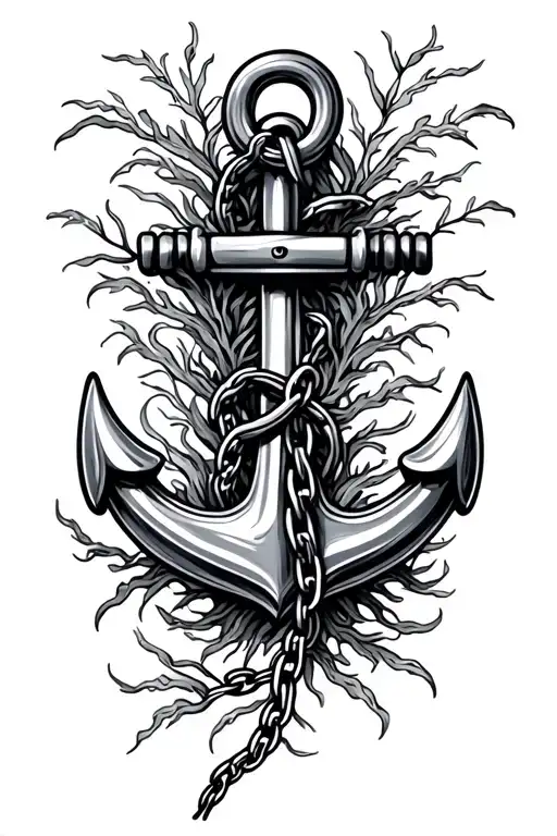 Anchor Chain With Seaweed On It