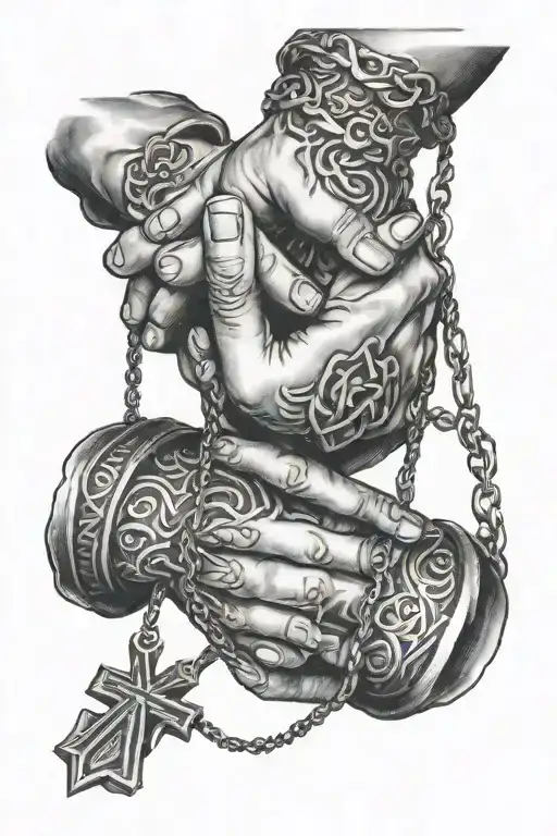 Praying Hands Holding Necklace