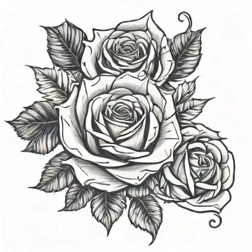 Roses Geo Patern Roman Style Half Sleeve
