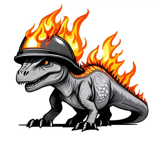 Little Dinosaur With Fire Helmet