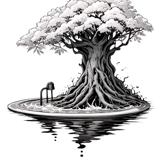 A Waffle Tree Growing Out Of A Jacuzzi