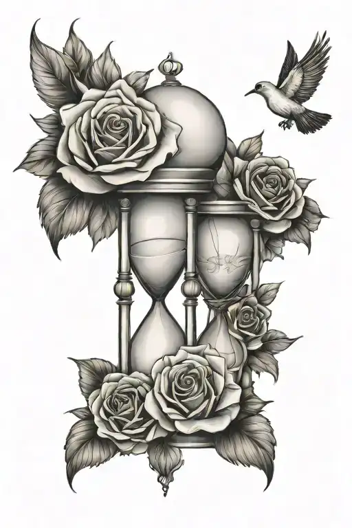 Hourglass Roses And Dove
