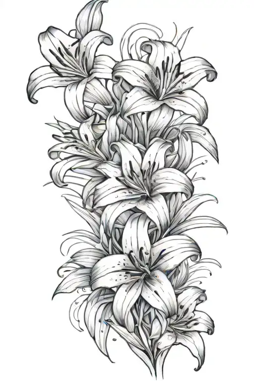 Lillies And Wispy Line
