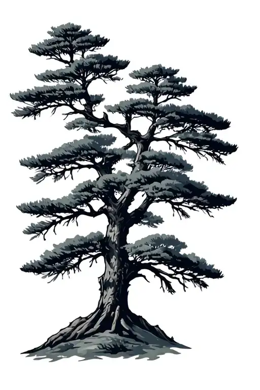 Lebanon Country Outline And Cedar Tree