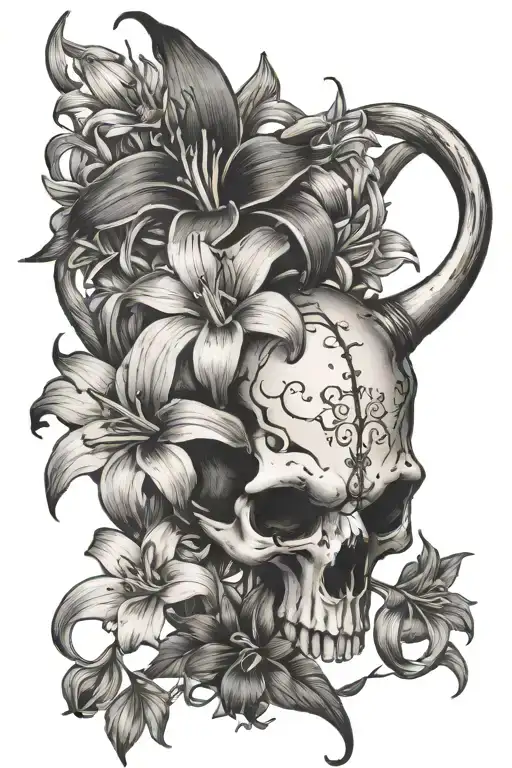 Lillies And Longhorn Skull