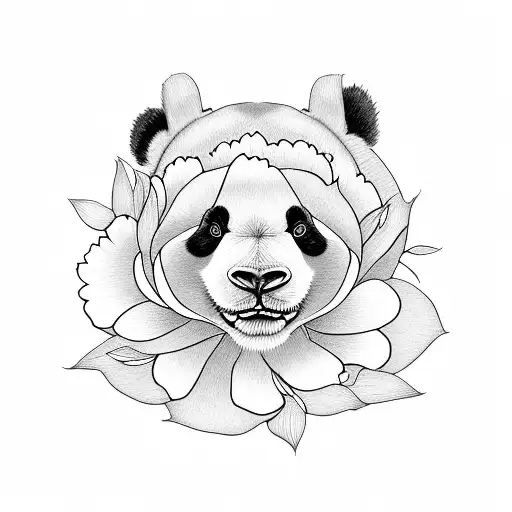 Panda Peonies And Bambus