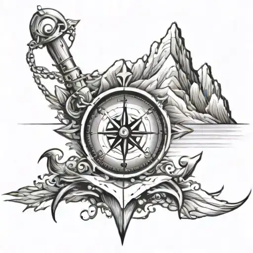 Mountain And Compass And Anchor