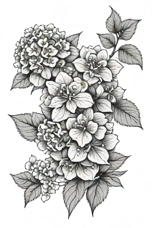 A Fine Line Style Bouquet Of Hydrangeas
