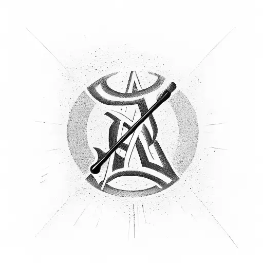 Aa Symbol With Baseball Bat And Hockey Stick