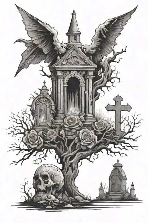 Smokey Gothic Graveyard Filled