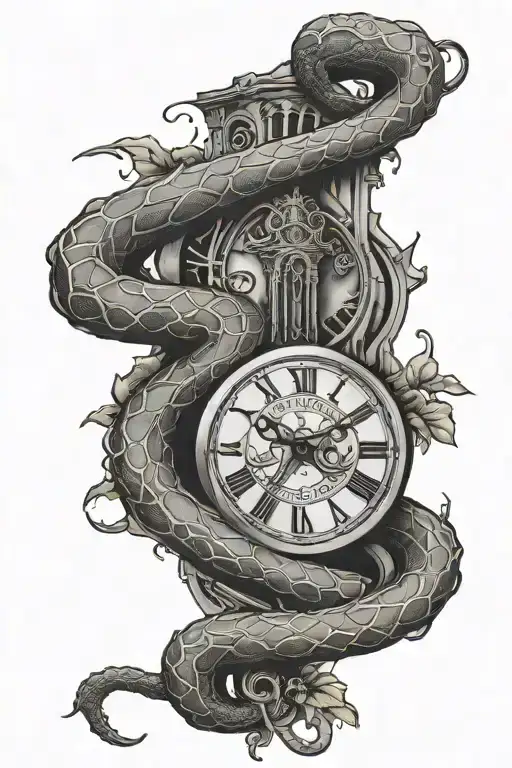 Infinity Snake With Stairs Leading To A Broken Clock