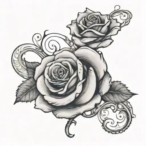 Memory Tattoo Featuring Number 51 And A Rose Intertwined