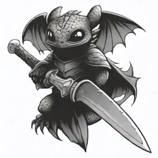 Toothless Wrapped Around A Sword
